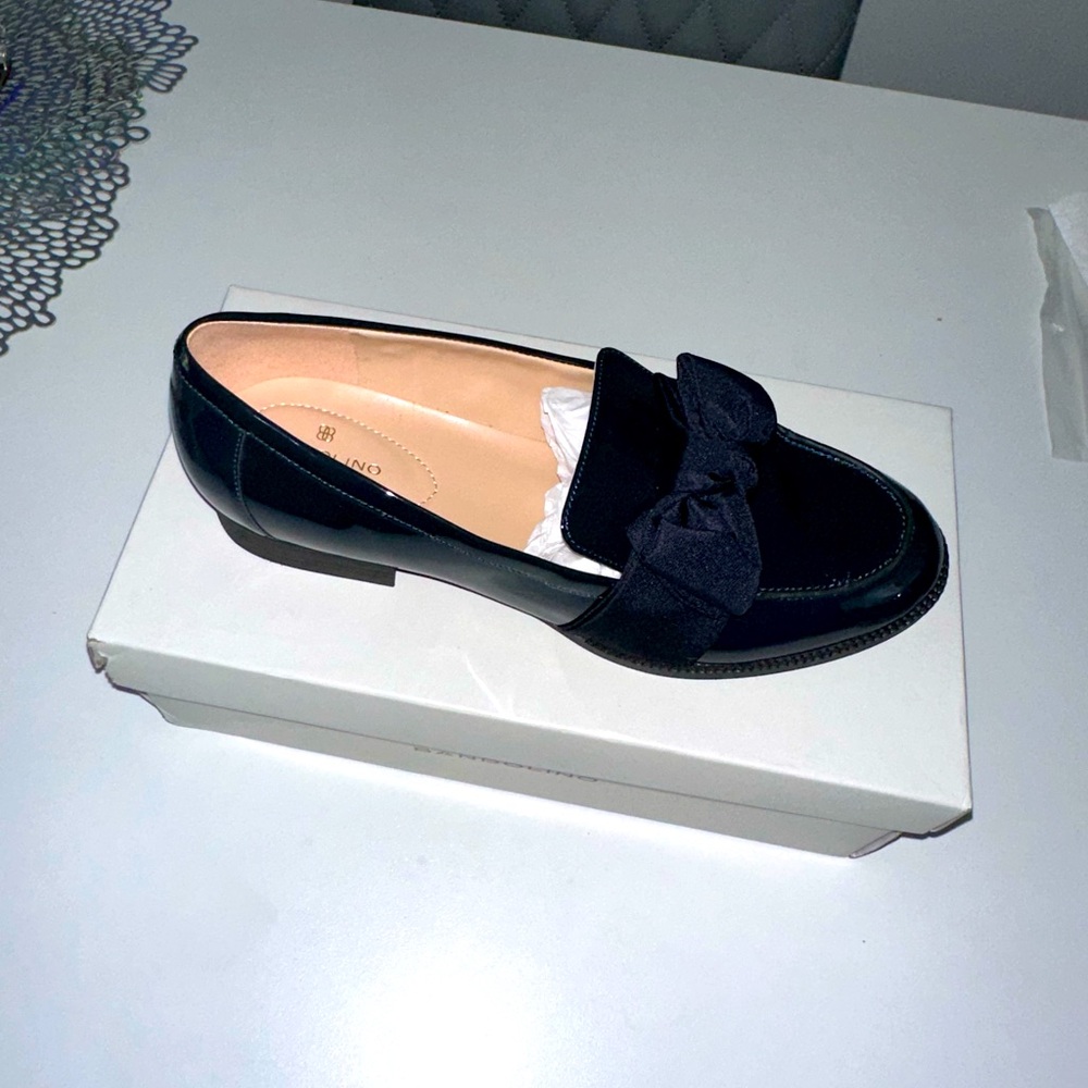 Navy Blue Patent Leather loafers